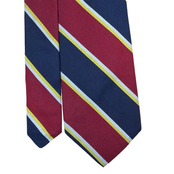 Brooks Brothers Mens Red & Navy Silk Striped Necktie Classic Style - Picture 3 of 7